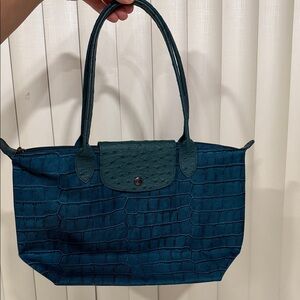NWOT Longchamp Le Pliage Croco tote bag.